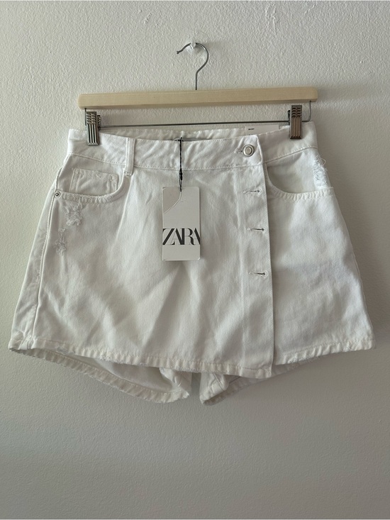 Zara Pants - ZARA Denim Skort White Denim Shorts Size Medium
